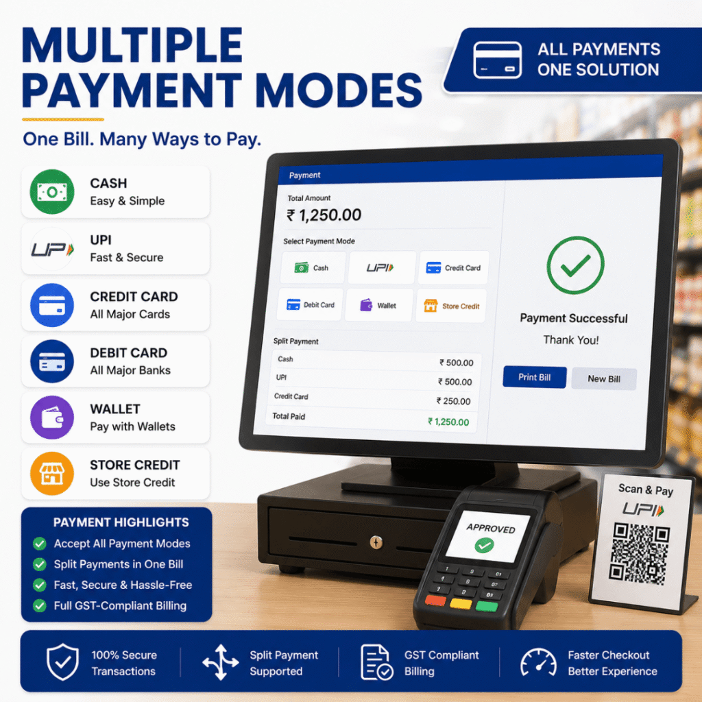 Multiple payment modeas